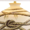 Casa Padrino Luxus Tischleuchte Beige / Antik Messingfarben / Weiß Ø 56 x H. 86 cm - Handbemalte Porzellan Tischlampe - Luxus Kollektion