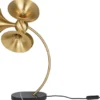 Casa Padrino Luxus Tischleuchte Messingfarben / Schwarz 41 x 41 x H. 77 cm - Schreibtischlampe - Messing Lampe mit Marmorfuß - Wohnzimmer Lampe - Büro Lampe