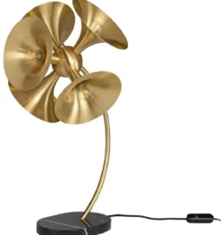 Casa Padrino Luxus Tischleuchte Messingfarben / Schwarz 41 x 41 x H. 77 cm - Schreibtischlampe - Messing Lampe mit Marmorfuß - Wohnzimmer Lampe - Büro Lampe