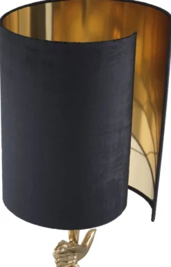 Casa Padrino Luxus Tischleuchte Messingfarben / Schwarz Ø 31 x H. 92 cm - Moderne Schreibtischleuchte mit Granitsockel - Luxus Kollektion