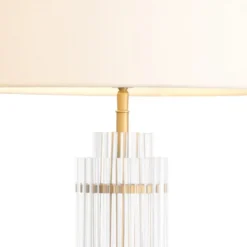Casa Padrino Luxus Tischleuchte Antik Messing / Weiß Ø 45 x H. 78 cm - Schreibtischleuchte mit rundem Lampenschirm - Luxus Tischleuchten - Luxus Schreibtischleuchten