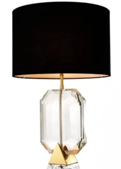 Casa Padrino Luxus Tischleuchte Gold 22 x 43 x H 67 cm - Elegante Kristallglas Leuchte fuer gehobene Wohnansprueche