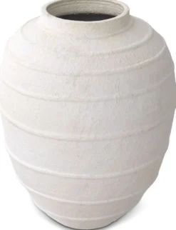 Casa Padrino Luxus Tonvase Matt Weiß Ø 70 x H. 100 cm - Handgefertigte Runde Deko Vase - Wohnzimmer Deko - Garten Deko - Deko Accessoires