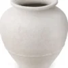 Casa Padrino Luxus Tonvase Matt Weiß Ø 45 x H. 54 cm - Handgefertigte Runde Deko Vase - Wohnzimmer Deko - Garten Deko - Deko Accessoires