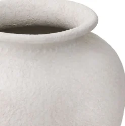 Casa Padrino Luxus Tonvase Matt Weiß Ø 45 x H. 54 cm - Handgefertigte Runde Deko Vase - Wohnzimmer Deko - Garten Deko - Deko Accessoires