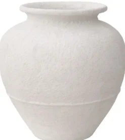 Casa Padrino Luxus Tonvase Matt Weiß Ø 45 x H. 54 cm - Handgefertigte Runde Deko Vase - Wohnzimmer Deko - Garten Deko - Deko Accessoires