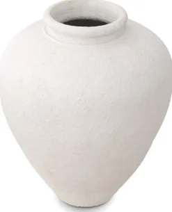 Casa Padrino Luxus Tonvase Matt Weiß Ø 64 x H. 83 cm - Handgefertigte Runde Deko Vase - Wohnzimmer Deko - Garten Deko - Deko Accessoires