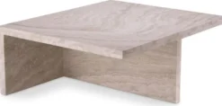 Casa Padrino Luxus Travertin Couchtisch Beige 70 x 60 x H. 28 cm - Naturstein Wohnzimmertisch - Wohnzimmer Möbel - Naturstein Möbel - Travertin Möbel - Luxus Möbel - Luxus Einrichtung