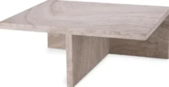 Casa Padrino Luxus Travertin Couchtisch Beige 70 x 60 x H. 28 cm - Naturstein Wohnzimmertisch - Wohnzimmer Möbel - Naturstein Möbel - Travertin Möbel - Luxus Möbel - Luxus Einrichtung