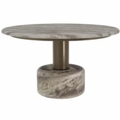 Casa Padrino Luxus Travertin Couchtisch Grau Ø 70 cm - Luxus Wohnzimmer Möbel