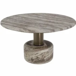 Casa Padrino Luxus Travertin Couchtisch Grau Ø 70 cm - Luxus Wohnzimmer Möbel