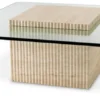 Casa Padrino Luxus Travertin Couchtisch Beige 90 x 90 x H. 35 cm - Quadratischer Naturstein Wohnzimmertisch mit Glasplatte - Wohnzimmer Möbel - Luxus Möbel - Luxus Einrichtung