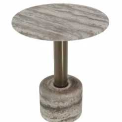 Casa Padrino Luxus Travertin Beistelltisch Grau Ø 50 x H. 60 cm - Travertin Möbel