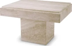 Casa Padrino Luxus Travertin Beistelltisch Beige 65 x 50,5 x H. 40,5 cm - Naturstein Beistelltisch - Wohnzimmer Möbel - Hotel Möbel - Travertin Möbel - Luxus Möbel - Luxus Einrichtung