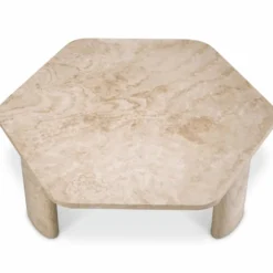Casa Padrino Luxus Travertin Couchtisch Beige 101 cm - Travertin Wohnzimmer Möbel