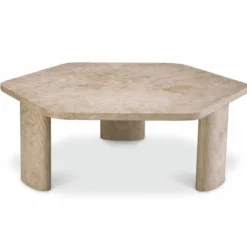 Casa Padrino Luxus Travertin Couchtisch Beige 101 cm - Travertin Wohnzimmer Möbel
