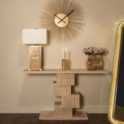 Casa Padrino Luxus Travertin Konsole Beige 140 cm - Luxus Naturstein Möbel