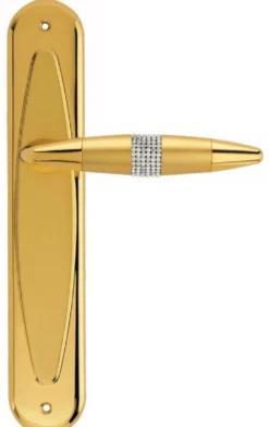 Casa Padrino Luxus Türklinken Set Gold 16 x H. 27,5 cm - Türgriffe besetzt mit Swarovski Kristallen