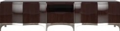 Casa Padrino Luxus TV Schrank Dunkelbraun / Silber 250 x 45 x H. 58 cm - Edler Fernsehschrank mit 4 Türen und Schublade - Luxus Wohnzimmer Möbel