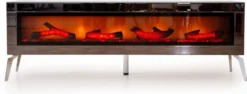 Casa Padrino Luxus TV Schrank mit LED Elektrokamin und Fernbedienung Silber 180 cm