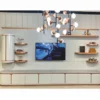 Casa Padrino Luxus TV Schrank Weiß / Grau / Kupfer 430 cm - Wohnzimmer & Hotel Möbel