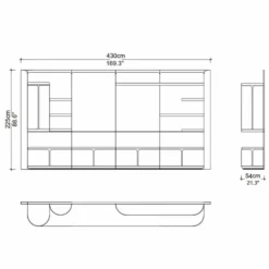Casa Padrino Luxus TV Schrank Weiß / Grau / Kupfer 430 cm - Wohnzimmer & Hotel Möbel