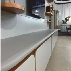 Casa Padrino Luxus TV Schrank Weiß / Grau / Kupfer 430 cm - Wohnzimmer & Hotel Möbel
