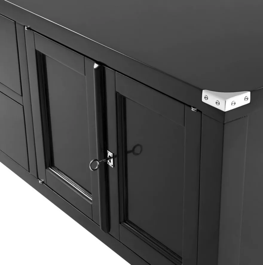 Casa Padrino Luxus TV-Schrank aus Birkenholz in Schwarz und Nickel, 180 x 50 x H. 50 cm