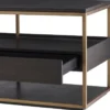 Casa Padrino Luxus TV Schrank Mokka / Messing 220 x 55 x H. 61 cm - Massivholz Sideboard mit 3 Schubladen - Wohnzimmer Möbel - Hotel Möbel - Luxus Kollektion