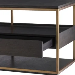 Casa Padrino Luxus TV Schrank Mokka / Messing 220 x 55 x H. 61 cm - Massivholz Sideboard mit 3 Schubladen - Wohnzimmer Möbel - Hotel Möbel - Luxus Kollektion