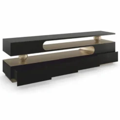 Casa Padrino Luxus TV Schrank Schwarz / Bronze 224 cm - Wohnzimmer & Hotel Möbel