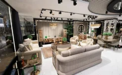 Casa Padrino Luxus TV Schrank Set Grau / Braun / Gold - Massivholz Wohnzimmer Sideboard mit 2 Reaglschränken - Wohnzimmer Möbel - Luxus Möbel