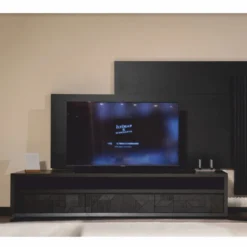 Casa Padrino Luxus TV Schrank mit 3 Schubladen Schwarz 226 cm - Wohnzimmer & Hotel Möbel