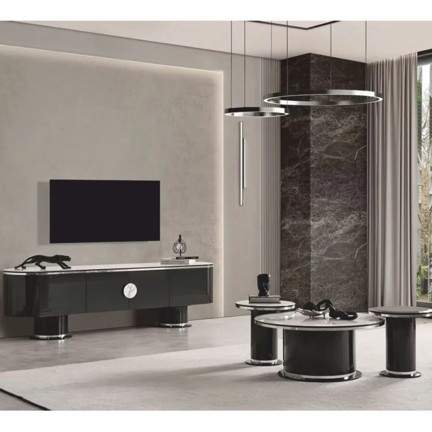 Casa Padrino Luxus TV Schrank Schwarz / Weiß / Silber 221 cm - Wohnzimmer & Hotel Möbel