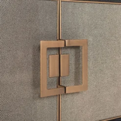 Casa Padrino Luxus TV Schrank Schwarz / Grau / Messing 185 cm - Wohnzimmer & Hotel Möbel