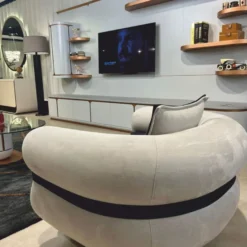 Casa Padrino Luxus TV Sideboard Weiß / Grau / Kupfer 400 cm - Wohnzimmer & Hotel Möbel