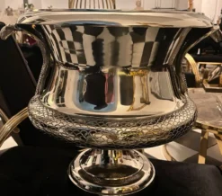 Casa Padrino Luxus Vase Cobra Schlangen Silber 59 x 47 x H. 45 cm - Prunkvolle Messing Blumenvase - Deko Vase - Deko Accessoires - Luxus Accessoires - Luxus Interior