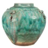 Casa Padrino Luxus Vase Grün Ø 32 x H. 30 cm - Große bauchige Deko Vase aus Steingut in Grün - Luxus Deko Accessoires