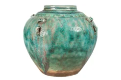 Casa Padrino Luxus Vase Grün Ø 32 x H. 30 cm - Große bauchige Deko Vase aus Steingut in Grün - Luxus Deko Accessoires