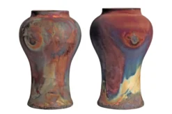Casa Padrino Luxus Vase Kupferfarben Ø 22 x H. 34 cm - Deko Vase aus Steingut mit matter kupferfarbener Oberfläche im Raku-Stil - Luxus Deko Accessoires