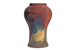 Casa Padrino Luxus Vase Kupferfarben Ø 22 x H. 34 cm - Deko Vase aus Steingut mit matter kupferfarbener Oberfläche im Raku-Stil - Luxus Deko Accessoires