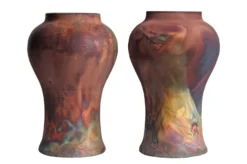 Casa Padrino Luxus Vase Kupferfarben Ø 22 x H. 34 cm - Deko Vase aus Steingut mit matter kupferfarbener Oberfläche im Raku-Stil - Luxus Deko Accessoires