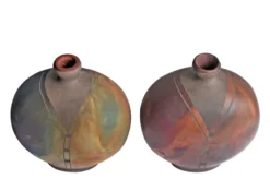 Casa Padrino Luxus Vase Kupferfarben 21 x 13 x H. 24 cm - Steingut Vase im Raku Stil mit Copper Matt Glasur - Luxus Deko Accessoires