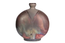 Casa Padrino Luxus Vase Kupferfarben 21 x 13 x H. 24 cm - Steingut Vase im Raku Stil mit Copper Matt Glasur - Luxus Deko Accessoires