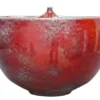 Casa Padrino Luxus Vase Orange Ø 33 x H. 25,5 cm - Breite Deko Vase aus Steingut in kräftigem Orange - Luxus Deko Accessoires