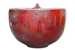 Casa Padrino Luxus Vase Orange Ø 33 x H. 25,5 cm - Breite Deko Vase aus Steingut in kräftigem Orange - Luxus Deko Accessoires