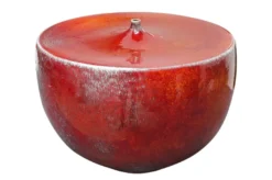 Casa Padrino Luxus Vase Orange Ø 33 x H. 25,5 cm - Breite Deko Vase aus Steingut in kräftigem Orange - Luxus Deko Accessoires
