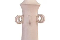 Casa Padrino Luxus Vase Rosa Ø 15 x H. 54,5 cm - Hohe schlanke Vase Datoga Choker aus Steingut mit Ringen am Hals - Luxus Deko Accessoires