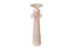 Casa Padrino Luxus Vase Rosa Ø 15 x H. 54,5 cm - Hohe schlanke Vase Datoga Choker aus Steingut mit Ringen am Hals - Luxus Deko Accessoires