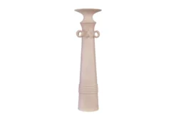 Casa Padrino Luxus Vase Rosa Ø 15 x H. 54,5 cm - Hohe schlanke Vase Datoga Choker aus Steingut mit Ringen am Hals - Luxus Deko Accessoires